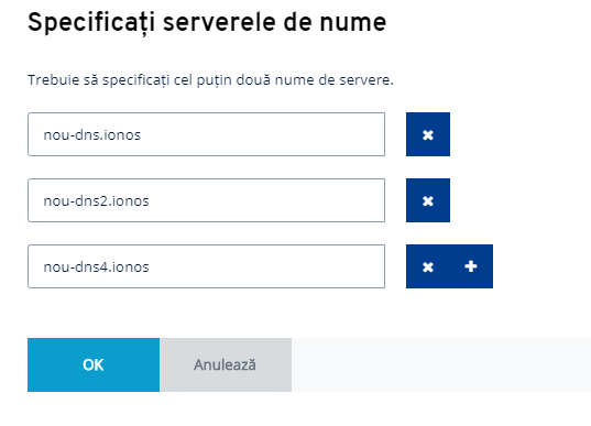 Furnizați adrese server DNS